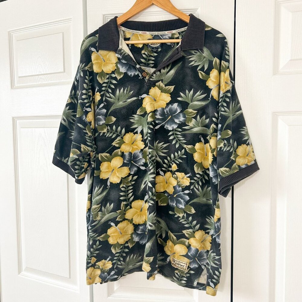 Tommy Bahama Floral Polo Shirt Size XL Hawaiian Tropical Short Sleeve
